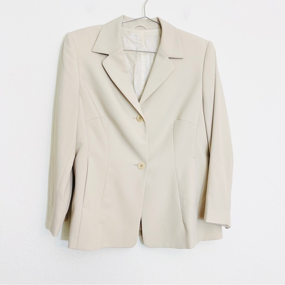 Betty Barclay Collection Virgin Wool Blend Blazer Jacket Size Medium Tan - Picture 1 of 9